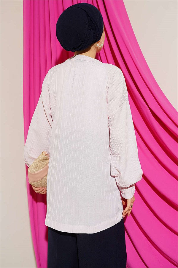 Pink Shirt with Faux Pocket Flap
