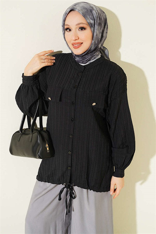 Fake Pocket Flap Shirt Black