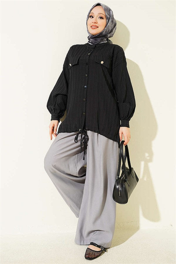 Fake Pocket Flap Shirt Black