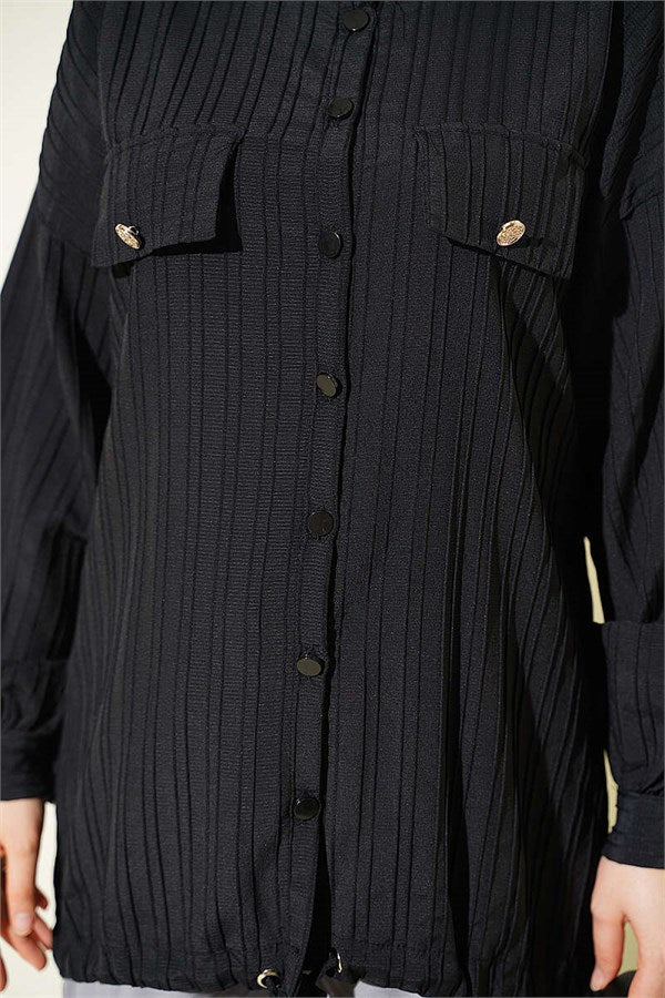 Fake Pocket Flap Shirt Black