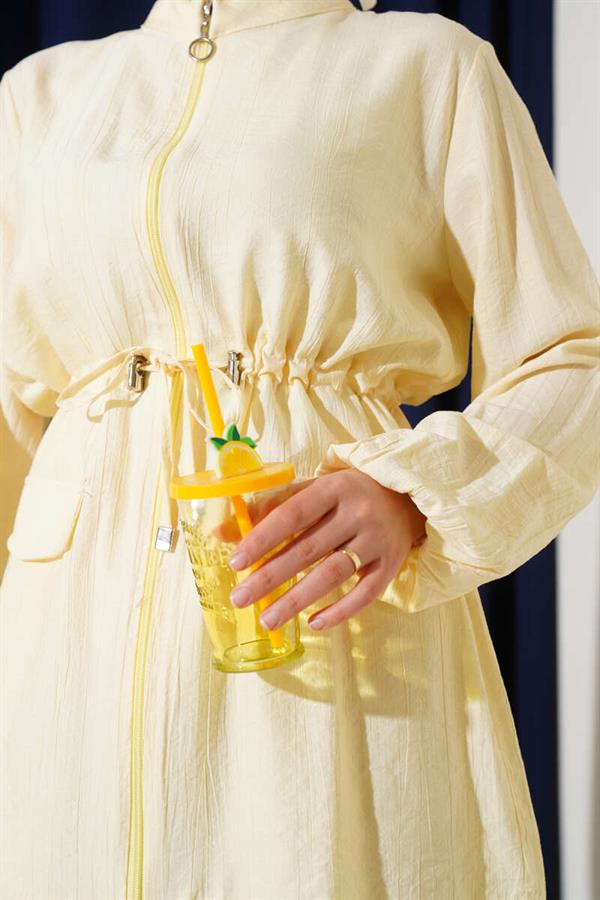 Fake Pocket Waist Tunnel 2 Piece Set Yellow