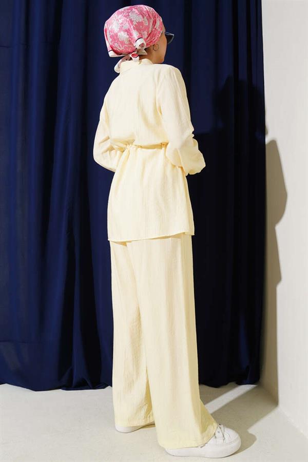Fake Pocket Waist Tunnel 2 Piece Set Yellow