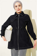 Navy Blue Jacket with Faux Pockets and Elasticated Ankles