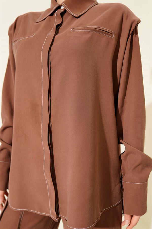 2 Piece Set with Fake Pocket and Hidden Placket