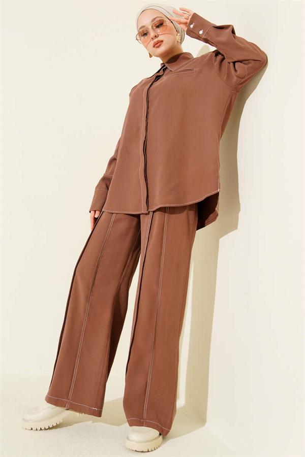 2 Piece Set with Fake Pocket and Hidden Placket