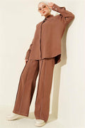 2 Piece Set with Fake Pocket and Hidden Placket