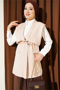 Beige Tunnel Vest with Faux Pockets