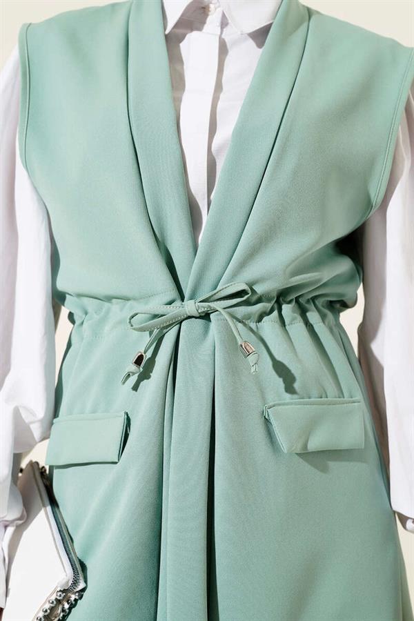 Tunnel Vest with Fake Pockets, Almond Green