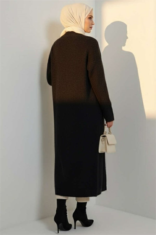 Bearded Long-Sleeved Cardigan, Black