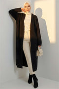 Bearded Long-Sleeved Cardigan, Black