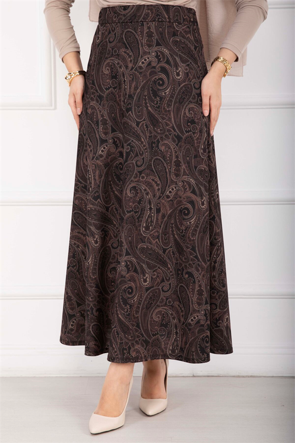 Shawl Pattern Scuba Skirt Black