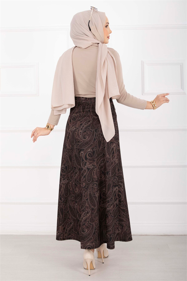 Shawl Pattern Scuba Skirt Black