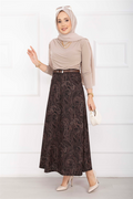 Shawl Pattern Scuba Skirt Black