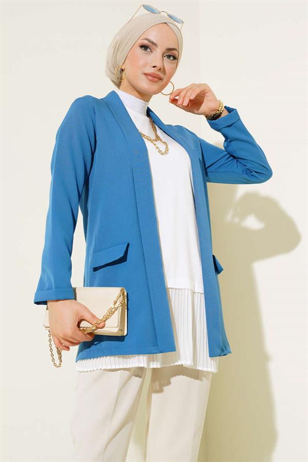 Shawl Collar Basic Jacket Indigo