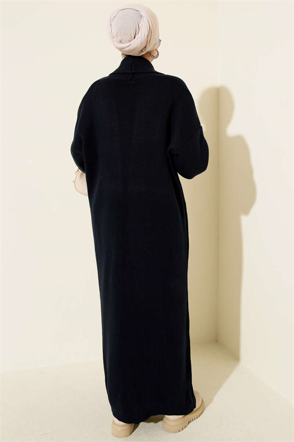 Shawl Collar Basic Long Knit Cardigan Navy Blue