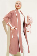 Shawl Collar Pocket Knitted Cardigan Powder