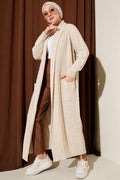 Shawl Collar Knitted Embossed Knitwear Cardigan Beige