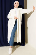 Shawl Collar Knitted Embossed Knitwear Cardigan Ecru
