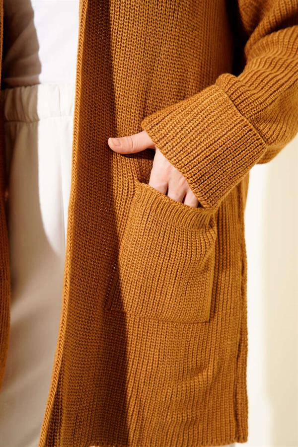 Shawl Collar Brass Knit Sweater Cardigan Mustard
