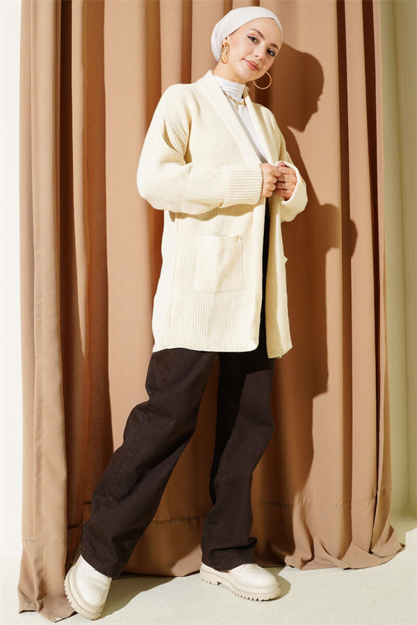 Shawl Collar Rice Stitch Cardigan Stone