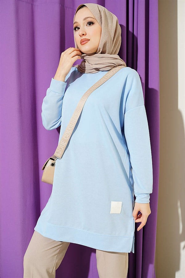 Loose-fitting Embellished Tunic, Baby Blue