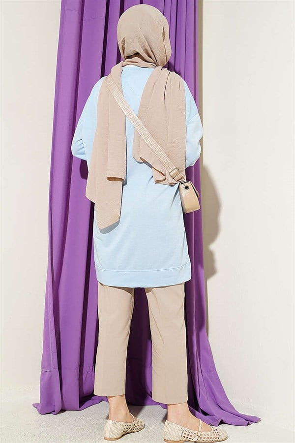 Loose-fitting Embellished Tunic, Baby Blue
