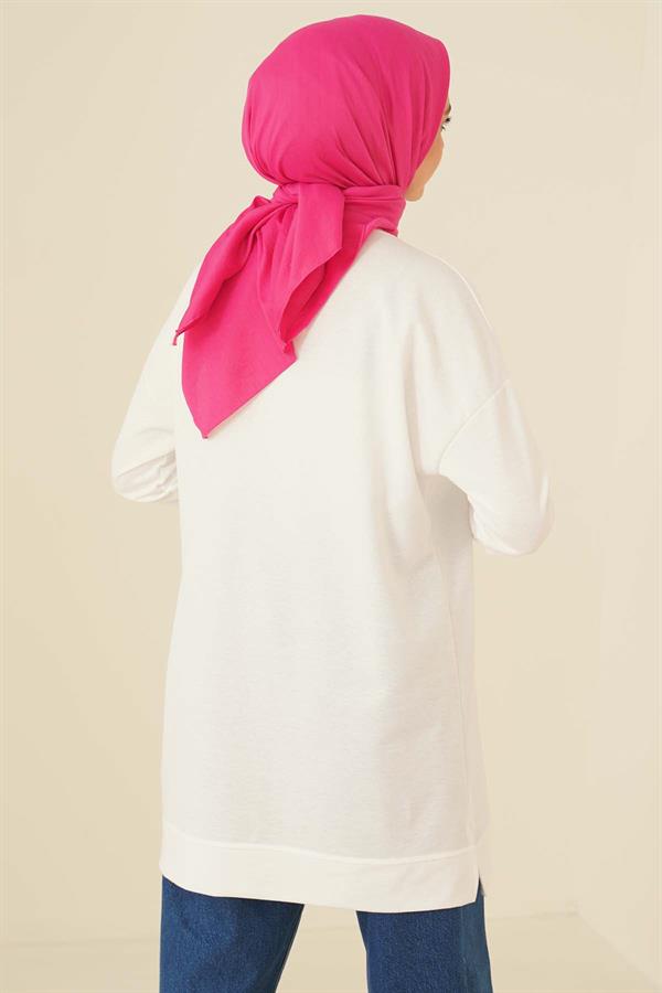 Casual Embroidered Tunic White