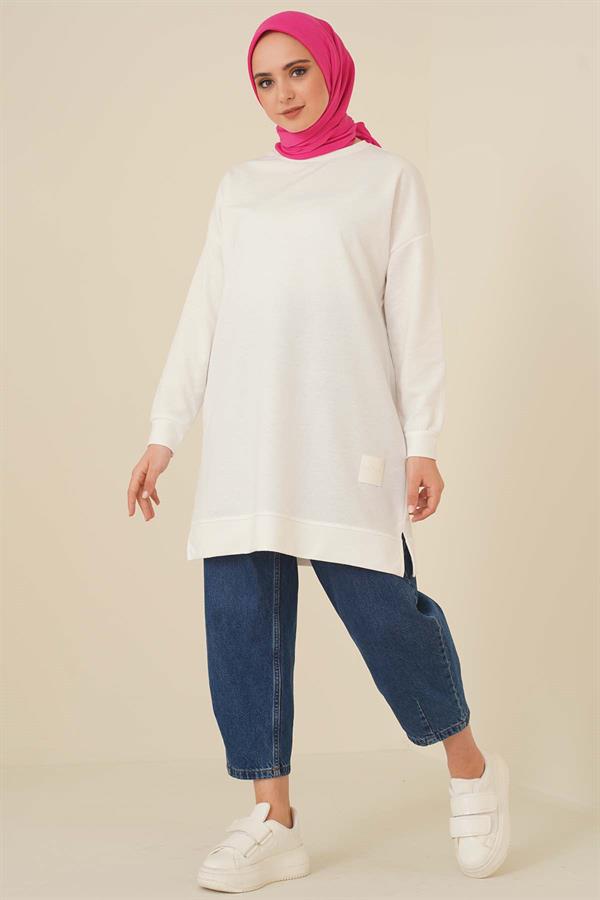 Casual Embroidered Tunic White