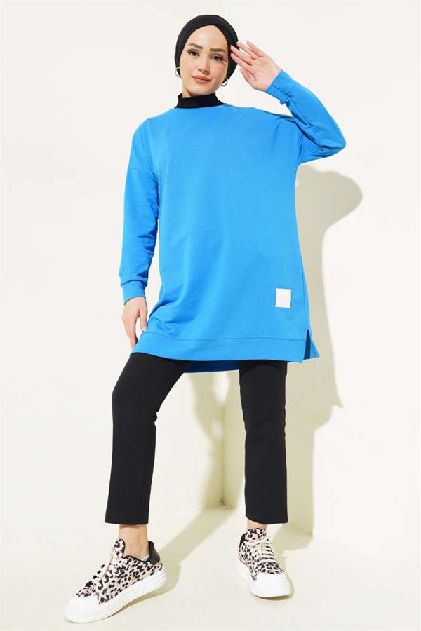 Loose Embroidered Tunic Bondi Blue