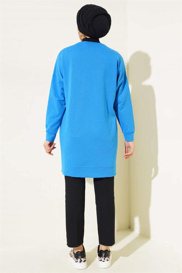 Loose Embroidered Tunic Bondi Blue