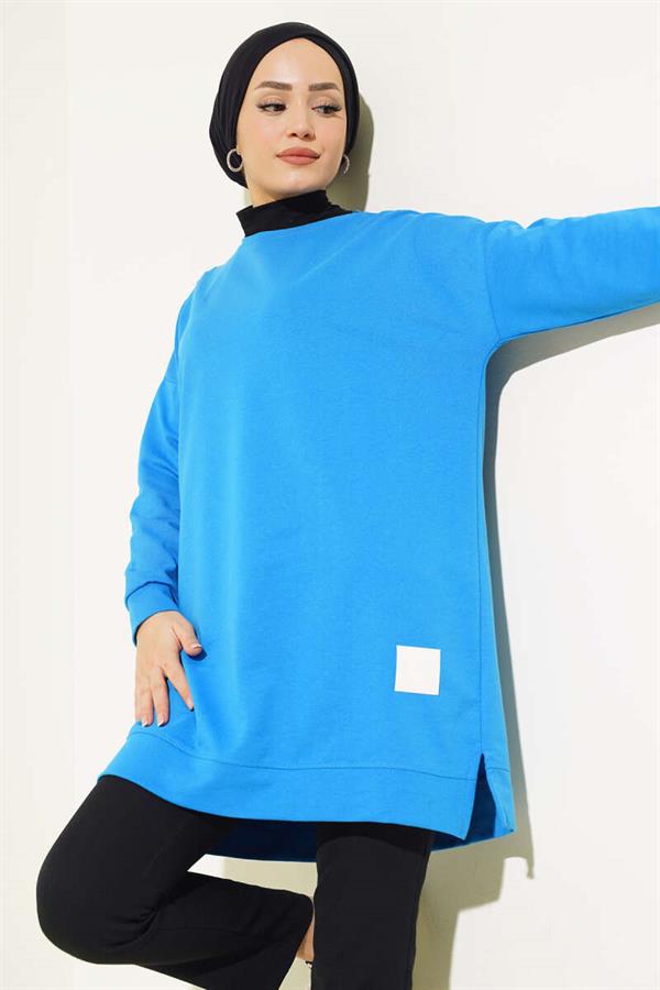 Loose Embroidered Tunic Bondi Blue