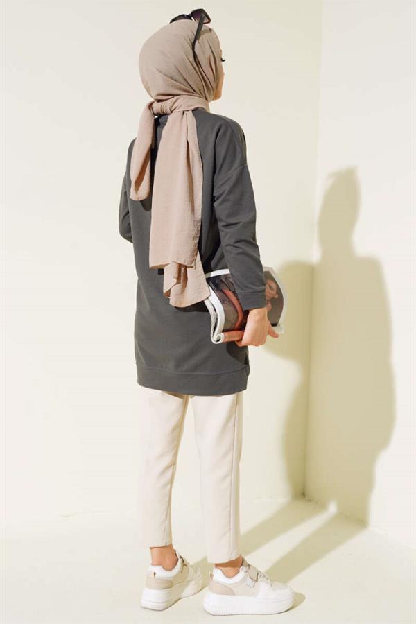 Casual Embroidered Tunic Smoke