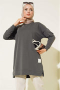 Casual Embroidered Tunic Smoke
