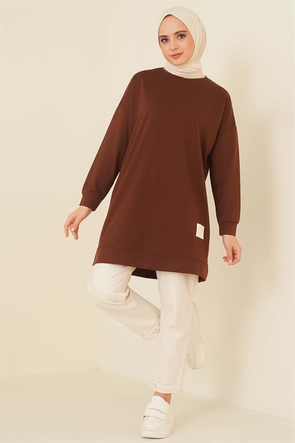 Casual Embroidered Tunic Brown