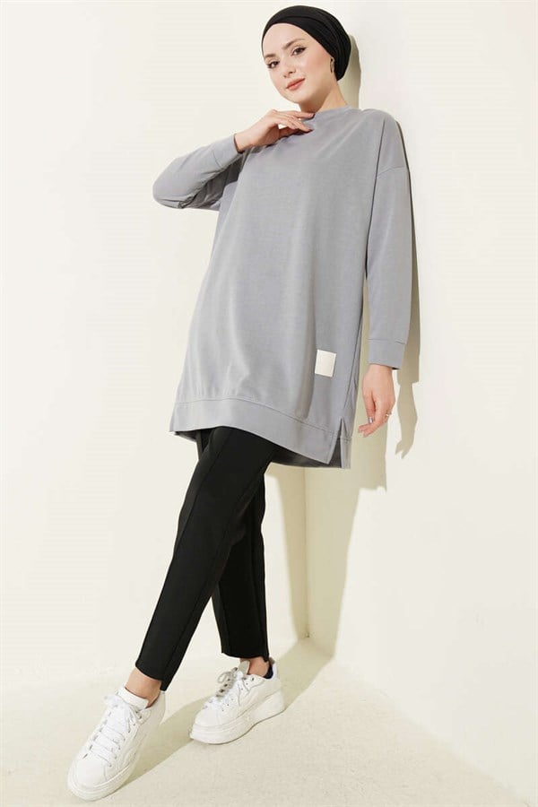 Loose-fitting Embellished Tunic, Slate Grey
