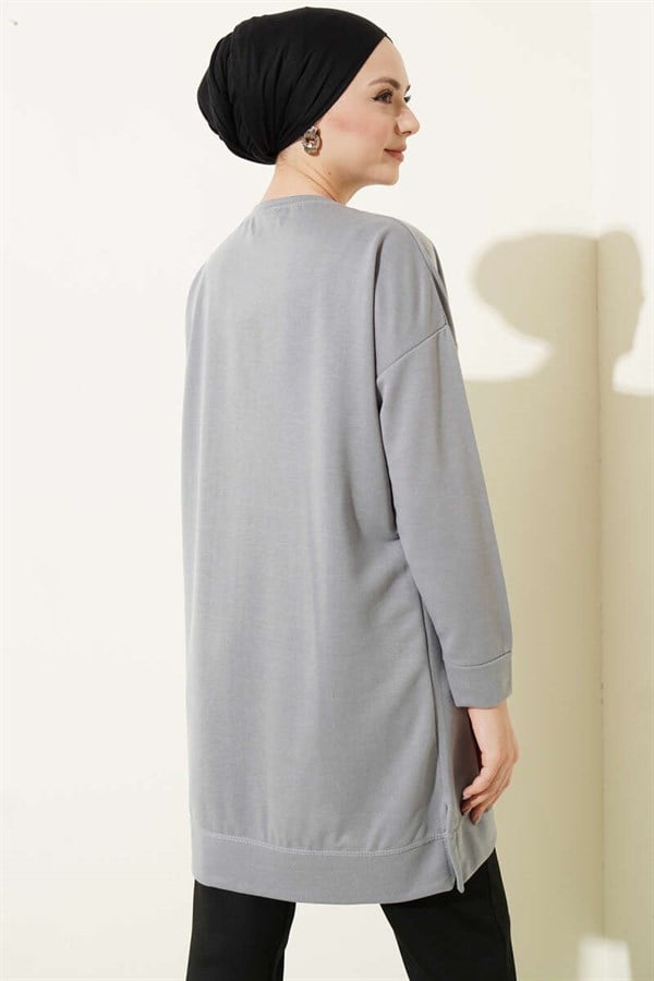 Loose-fitting Embellished Tunic, Slate Grey