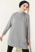 Loose-fitting Embellished Tunic, Slate Grey