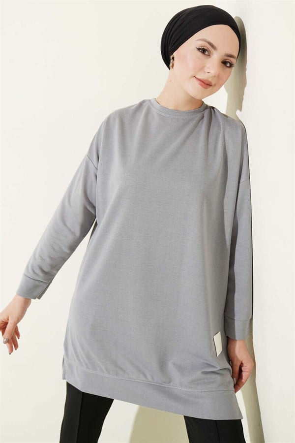 Loose-fitting Embellished Tunic, Slate Grey
