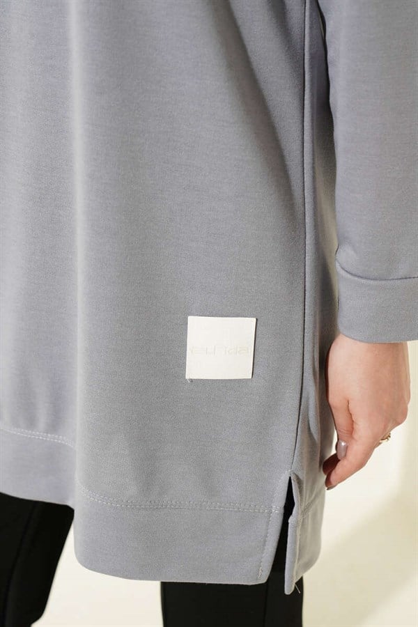 Loose-fitting Embellished Tunic, Slate Grey