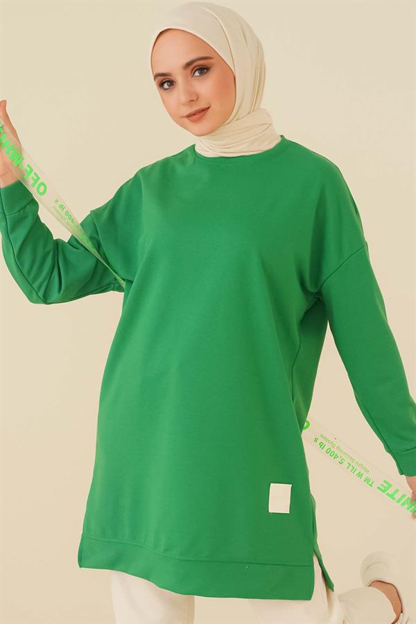 Casual Embroidered Tunic Green