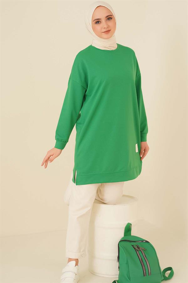 Casual Embroidered Tunic Green