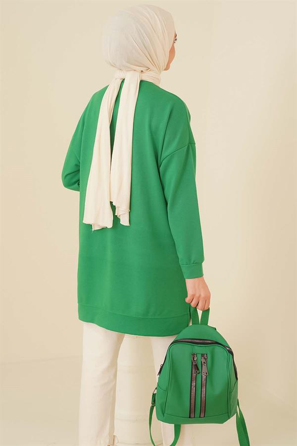Casual Embroidered Tunic Green