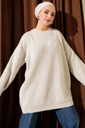Loose-fitting Crew Neck Glittery Knit Tunic