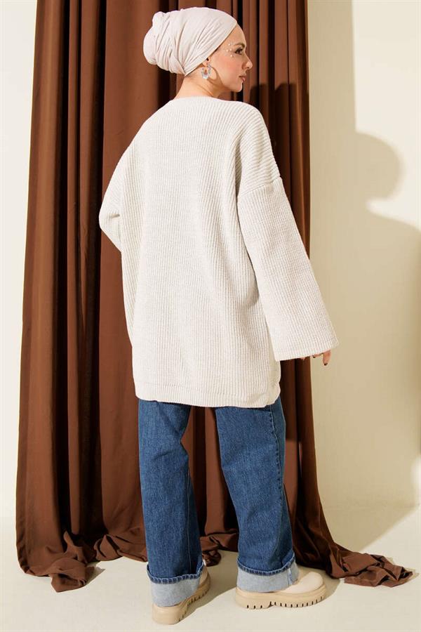Loose-fitting Crew Neck Glittery Knit Tunic