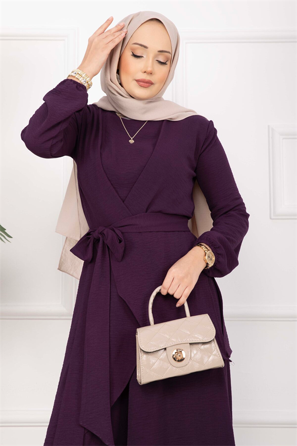 Loose Fit Aerobin Hijab 2 Piece Set in Purple