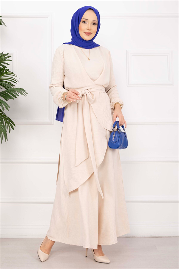 Loose Fit Aerobin Hijab 2 Piece Set Cream