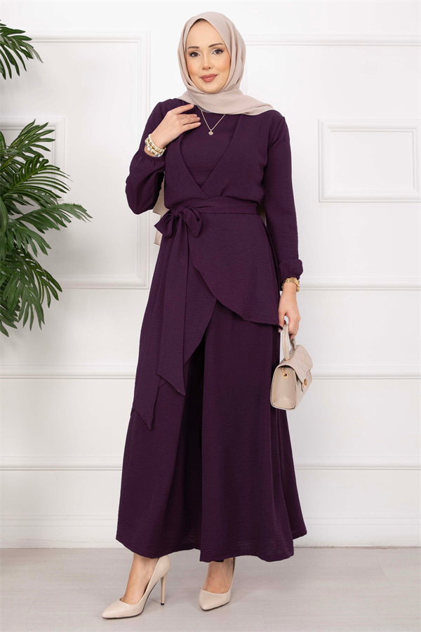 Loose Fit Aerobin Hijab 2 Piece Set in Purple