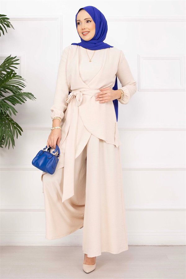 Loose Fit Aerobin Hijab 2 Piece Set Cream