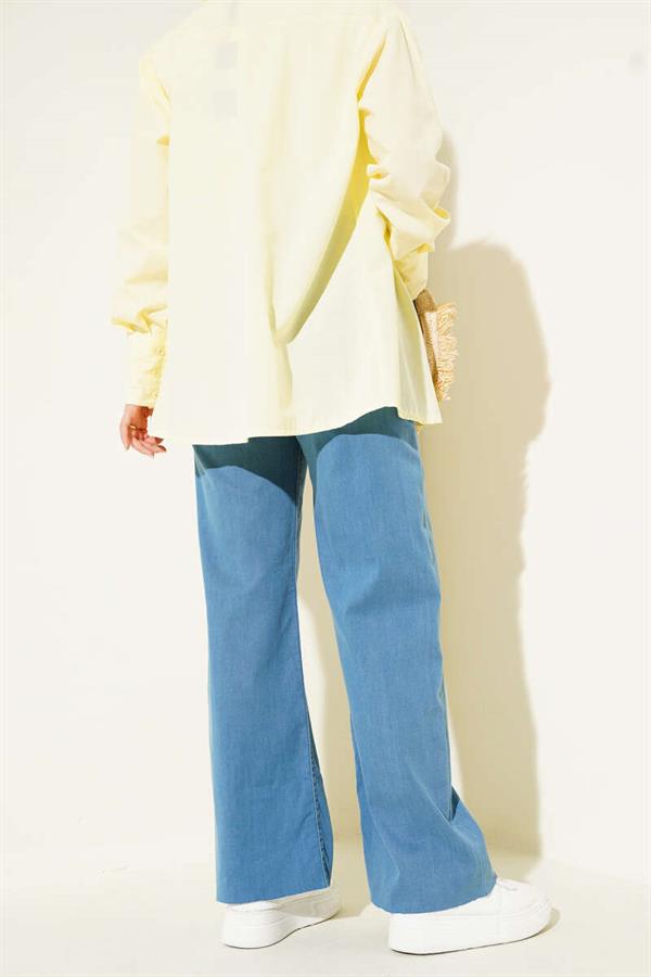 Casual Cut Leg Trousers Light Blue