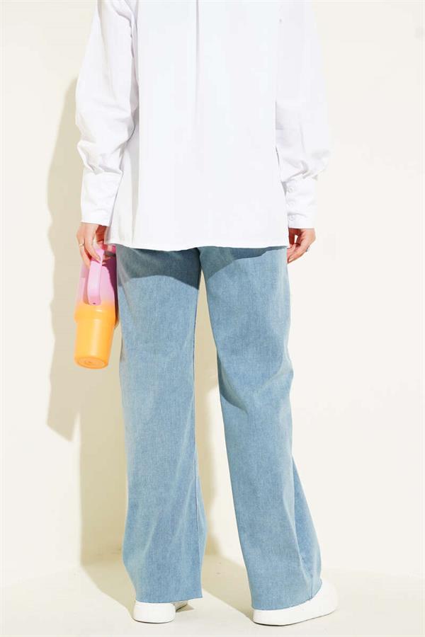 Casual Cut Leg Trousers Light Blue Snow